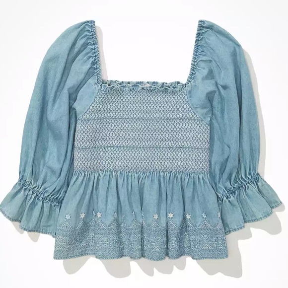 AE Smocked Embroidered Blouse - Picture 6 of 6